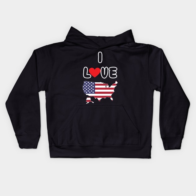 4th Of July: I Love USA Shirt Kids Hoodie by BeefyDsTees